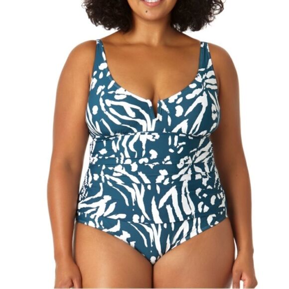 🆕 Anne Cole Jungle Fever V-Wire One Piece Swimsuit size 18W - Picture 1 of 8